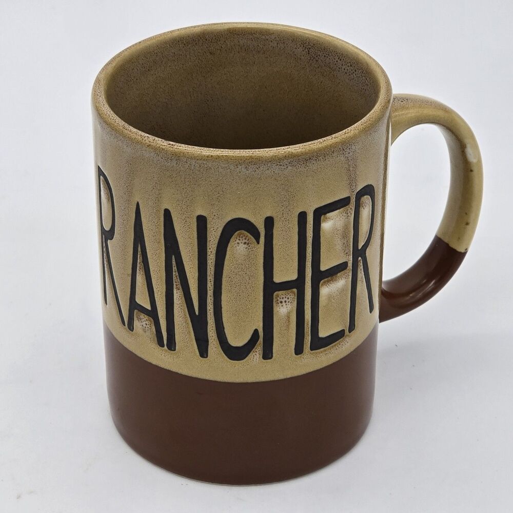 Cowboy Living Lifestyles Rustic Stoneware Rancher Coffee Mug Brown